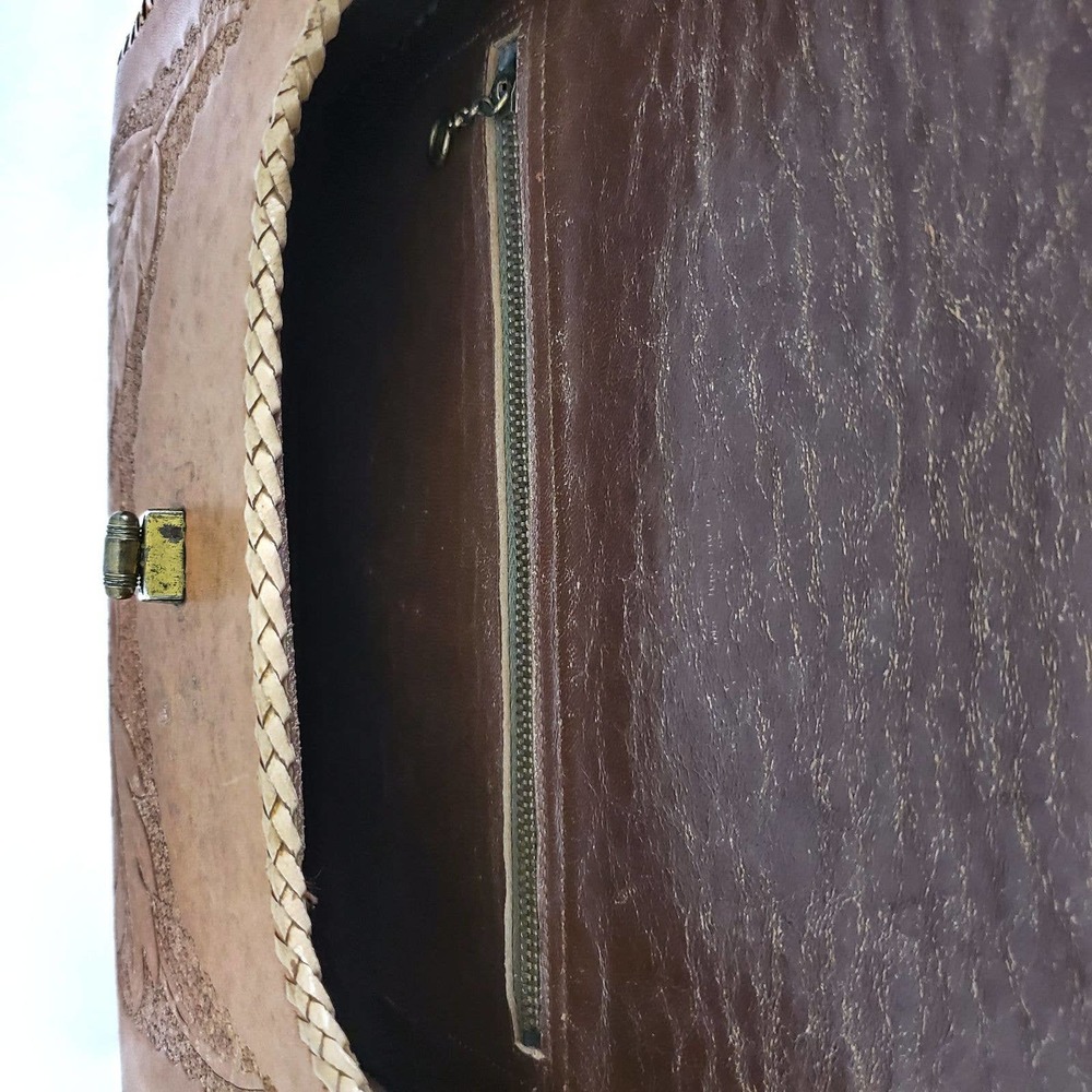 Vintage Artisan Handtooled Leather Bag - Picture 8 of 9
